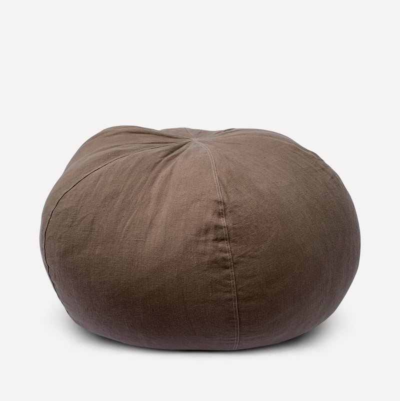 Deep Camel Linen Pouf