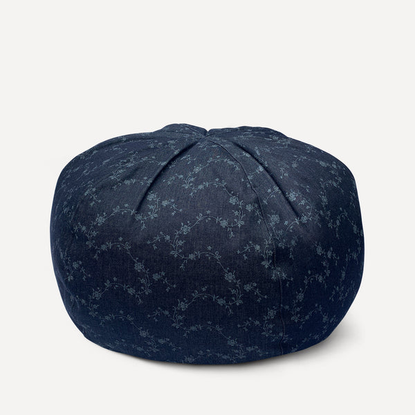 Floral Denim Pouf